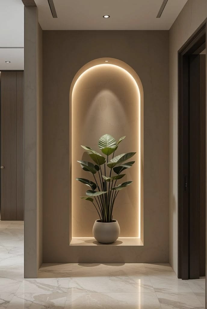 Arco decorativo construído em drywall na sala